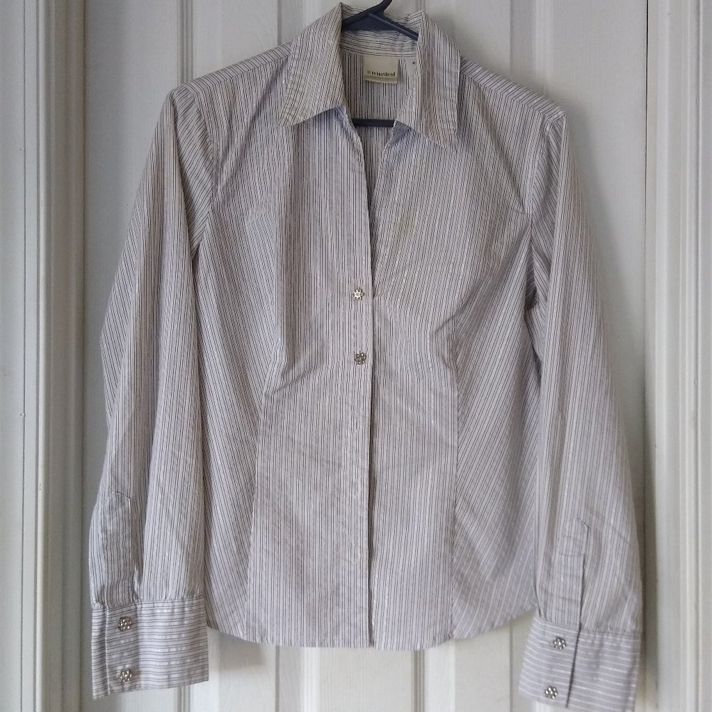 No Boundaries pinstripe button down blouse
